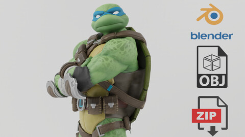 Leonardo TMNT Turtle Ninja Lowpoly Rigged