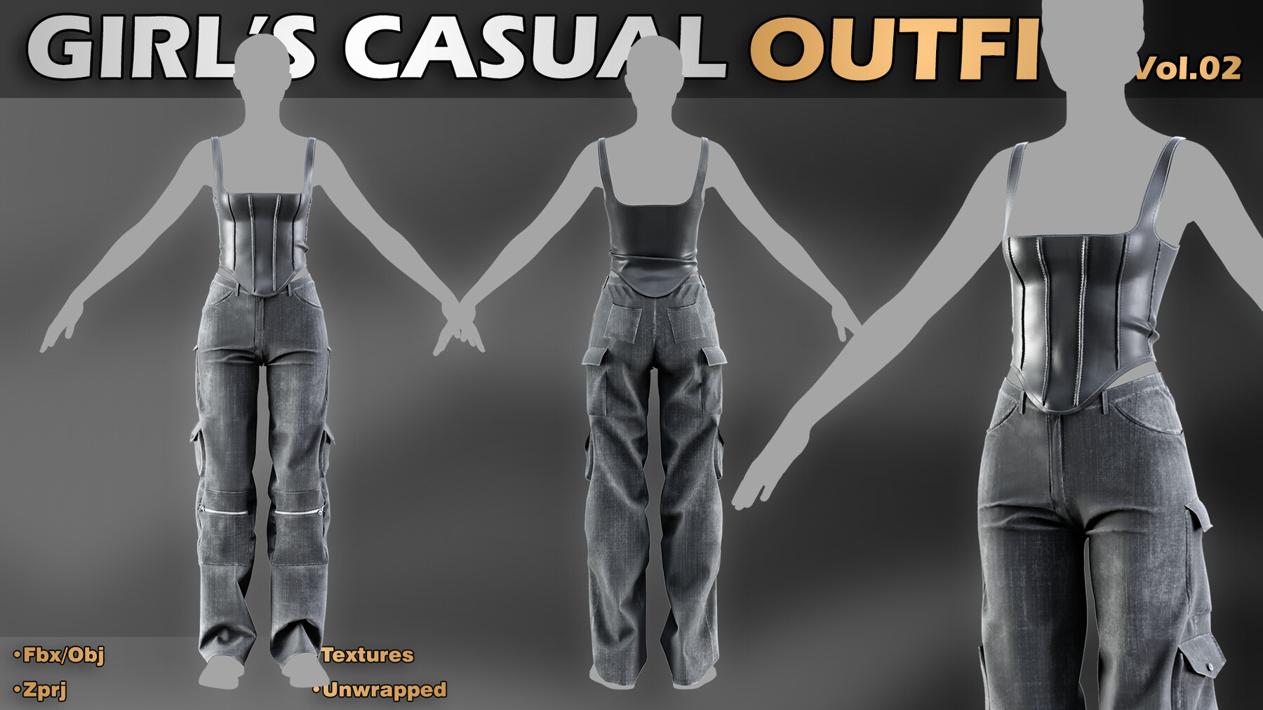 ArtStation - Girls Casual Outfit - Vol.02 (Zprj/Fbx/Obj) | Game Assets