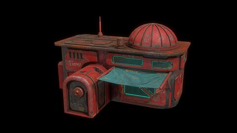 Low poly sci fi market building 1