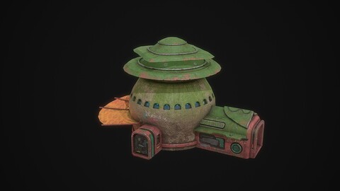 Low poly sci fi market building 4