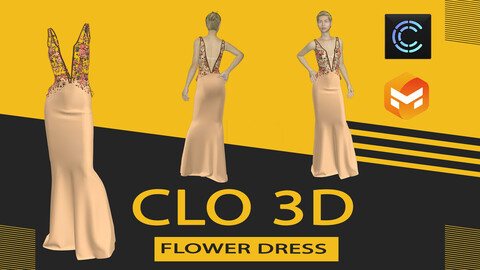 flower dress,Marvelous Designer or Clo3D (ZPRJ)