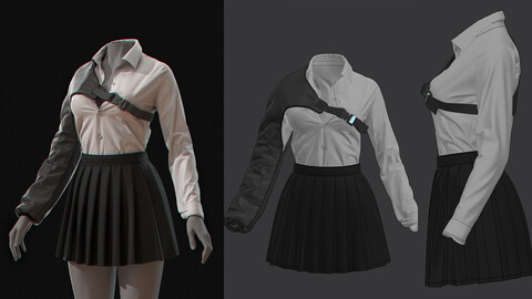 skirt / uniform / marvelous designer