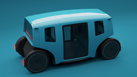 Robotaxi R00 Autonomous taxi vehicle 3D model (C4D/Vray+Blender+Fbx)