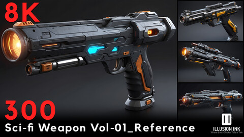 300 Sci-fi Weapon Vol-01 Reference | 8K