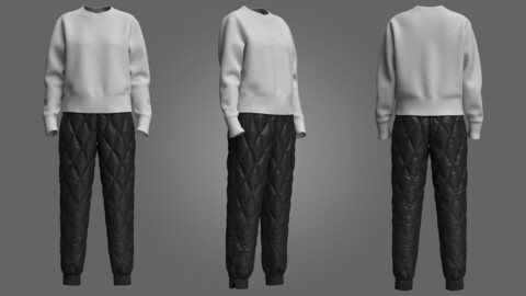 Puffer Pants And  Sweater 3d Model