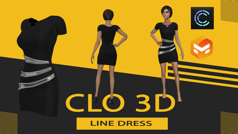 Line dress,Marvelous Designer or Clo3D (ZPRJ)