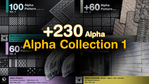 A collection of 4 Alpha products  (lattice net-alien-scifi-concrete)