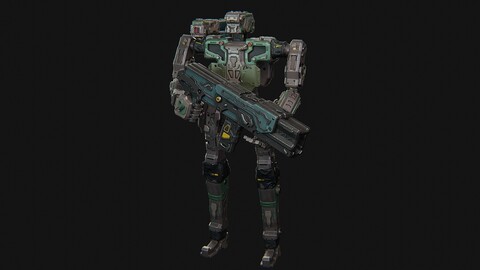 Sci fi assault robot character