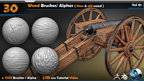 Wood VDM Brushes/ Alphas ( New & old wood )  Vol 01