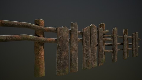 Low poly wooden fence environment asset