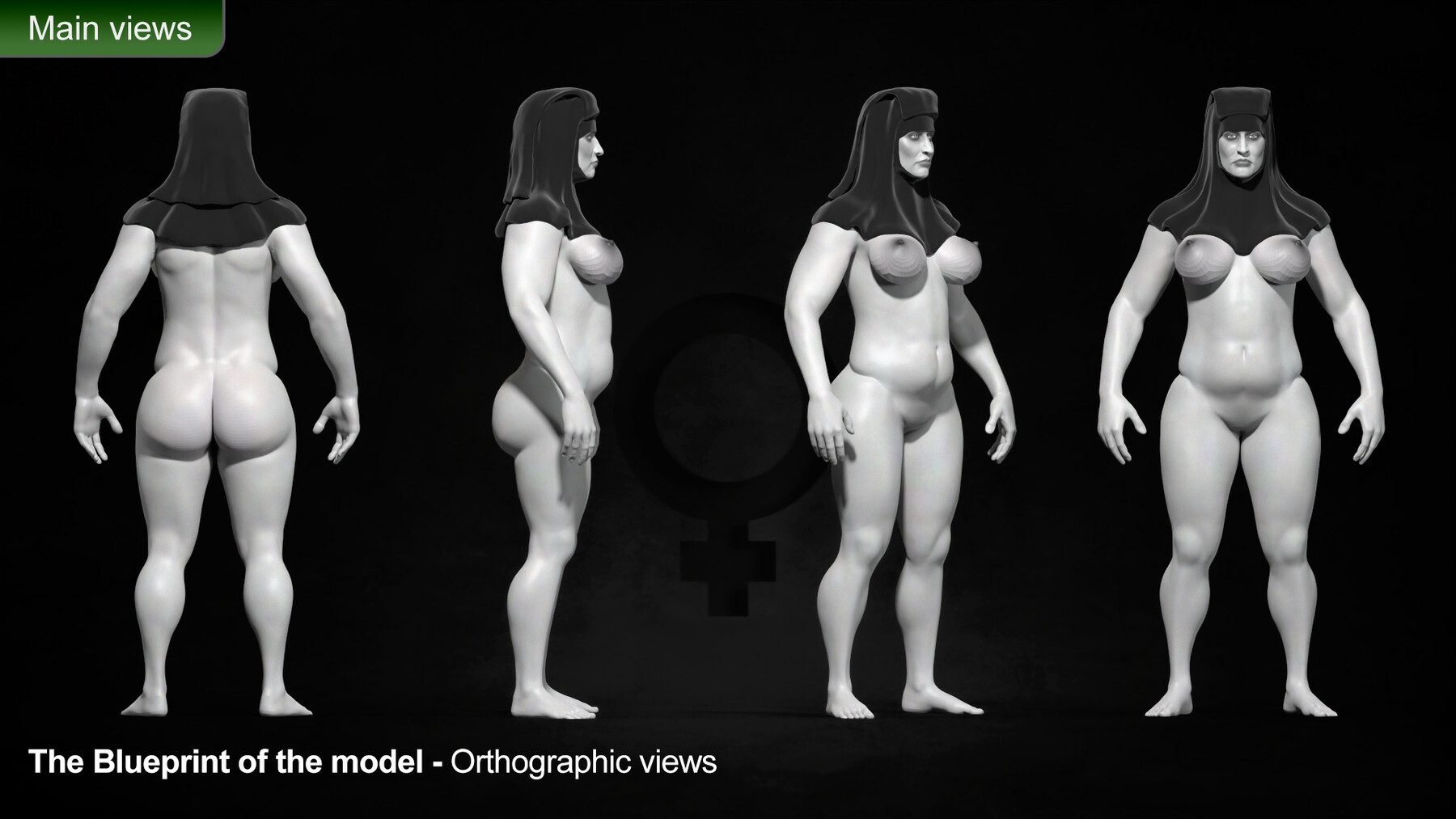 ArtStation - Human Female [ Body/Skin Basemesh ] Wide-Hips