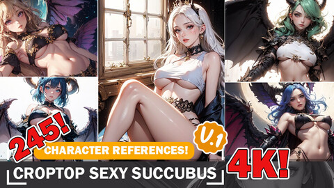 245 Succubus Elegance, Underboob dress Variations in 4K, Various Characters