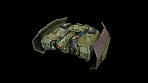 Low poly sci-fi patrul drone