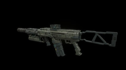 Futuristic dark assault rifle