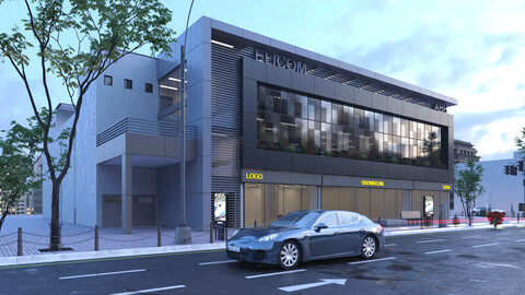 Commercial building 3D exterior Scene