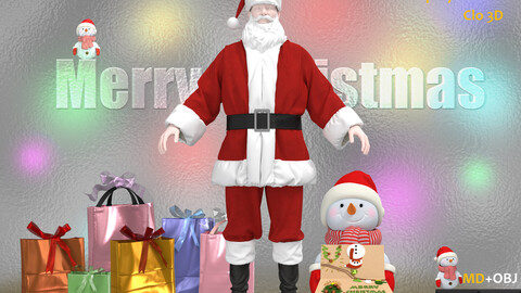 Merry Christmas_Male Costume_SANTA CLOTHES suit_Marvelous Designer, Clo3d