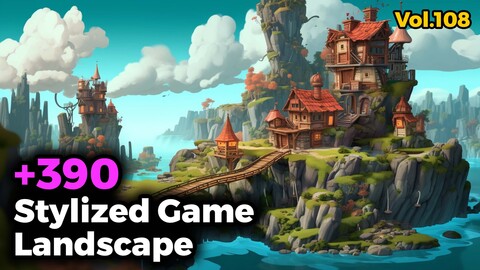 +390 Stylized Game Landscape (4k) | Vol_108