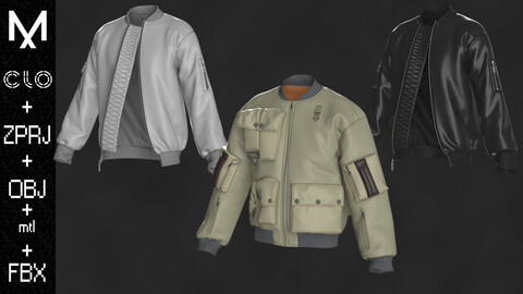 Leather Jacket's Male Marvelous designer/Clo3d OBJ mtl FBX ZPRJ