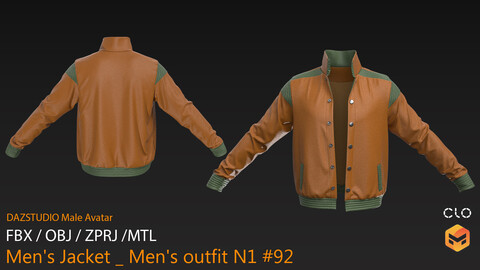 Men's Jacket _ Men's outfit N1 #92 _ MarvelousDesigner/CLO Project Files+fbx+obj+mtl
