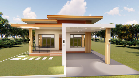 7 x 7.5 meter 3 bedrooms, one storey house design