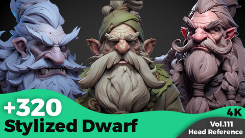 +320 Stylized Dwarf Head Reference(4k)