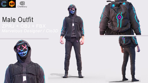 Male Outfit . Clo3D , Marvelous Designer