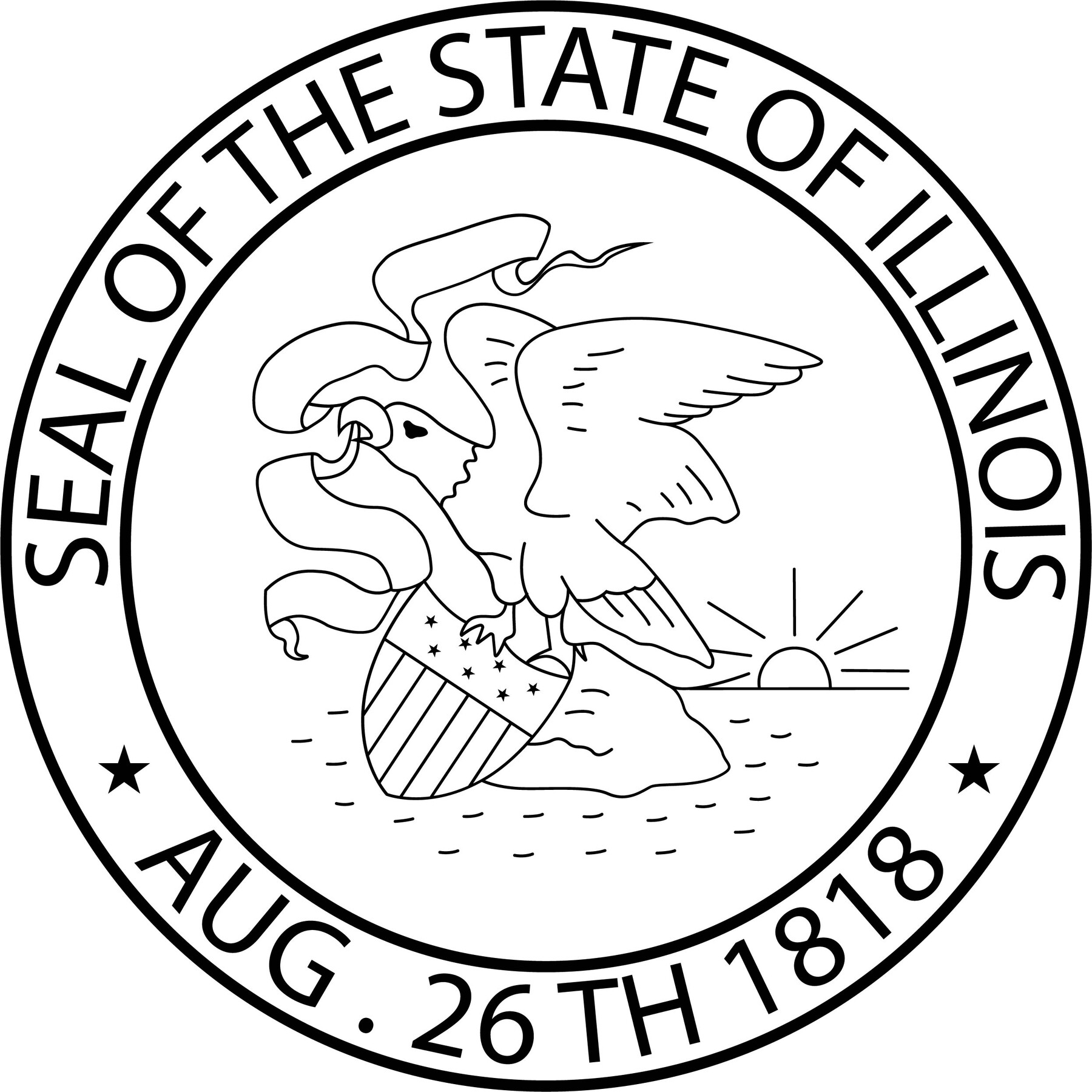 ArtStation - SEAL OF THE STATE OF IILLINOIS LINE ART VECTOR FILE Black ...