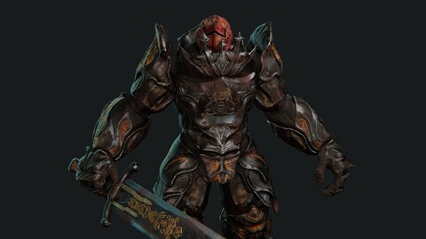 Red head knight fantasy character