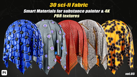 30 SCI FI Fabric Smart Materials For Substance Painter & 4K PBR Textures_Vol05