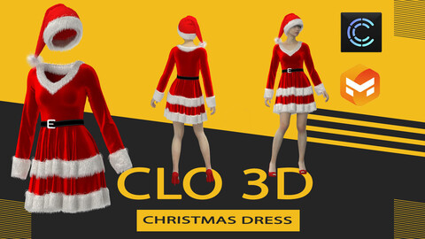 Christmas dress,Marvelous Designer or Clo3D (ZPRJ)