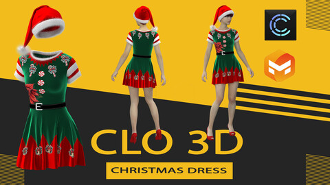 Christmas dress,Marvelous Designer or Clo3D (ZPRJ)