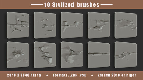 10 Stylized Wall Damage Brushes