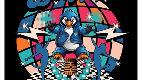 Pinguïn dancing tshirt art design png no background