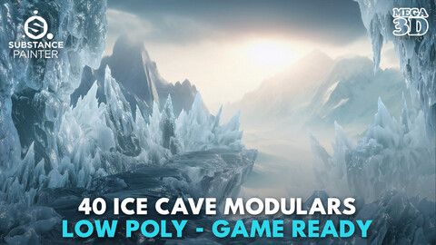 40 Low poly Ice Cave Modulars - 231219