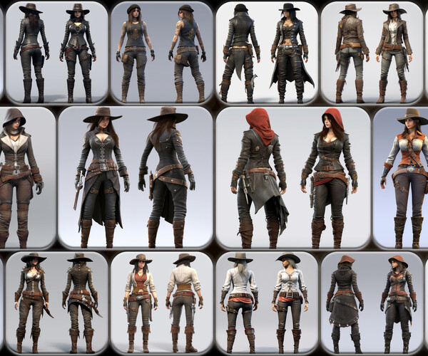 ArtStation - 200 Feminine Outlaw Outfit Reference Pack | 4K | v.242 ...