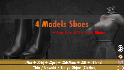 Shoes, High heels boots, sandals + MD/Clo3d + obj + 3dsMax + stl + blender