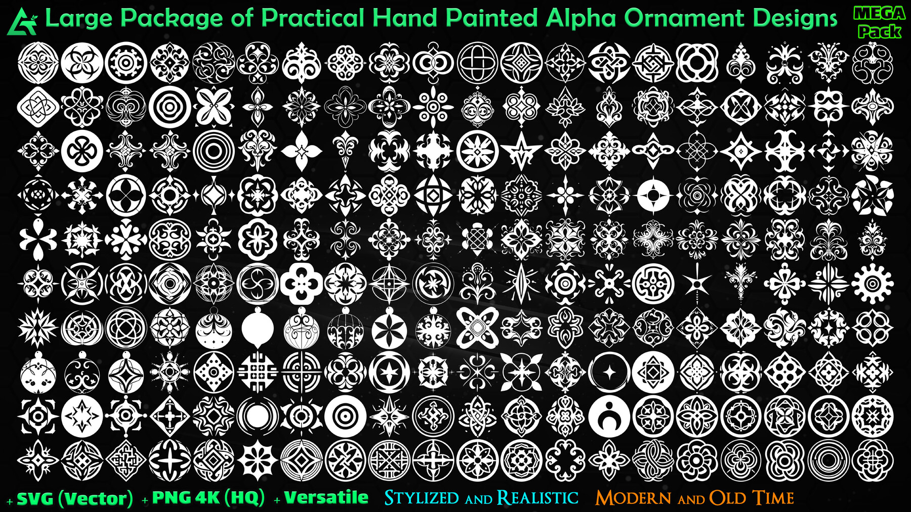 ArtStation - 2000 Hand Painted Alpha Ornament Designs (MEGA Pack) - Vol ...