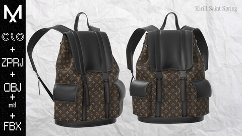 Louis Vuitton BackPack Marvelous designer Clo3d OBJ mtl FBX ZPRJ