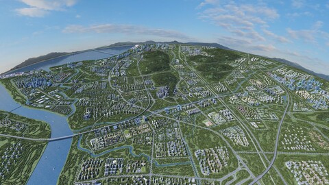 Large City Planning Aerial 3D ModelLarge City Planning Aerial 3D model