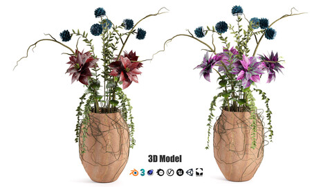 Intricate 3D Model of the Gloom Flower Pot
