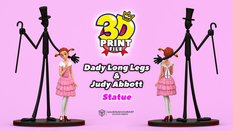 Dady Long Legs, and, Judy Abbott 3D model, 3D printable sculpture, 3 different products