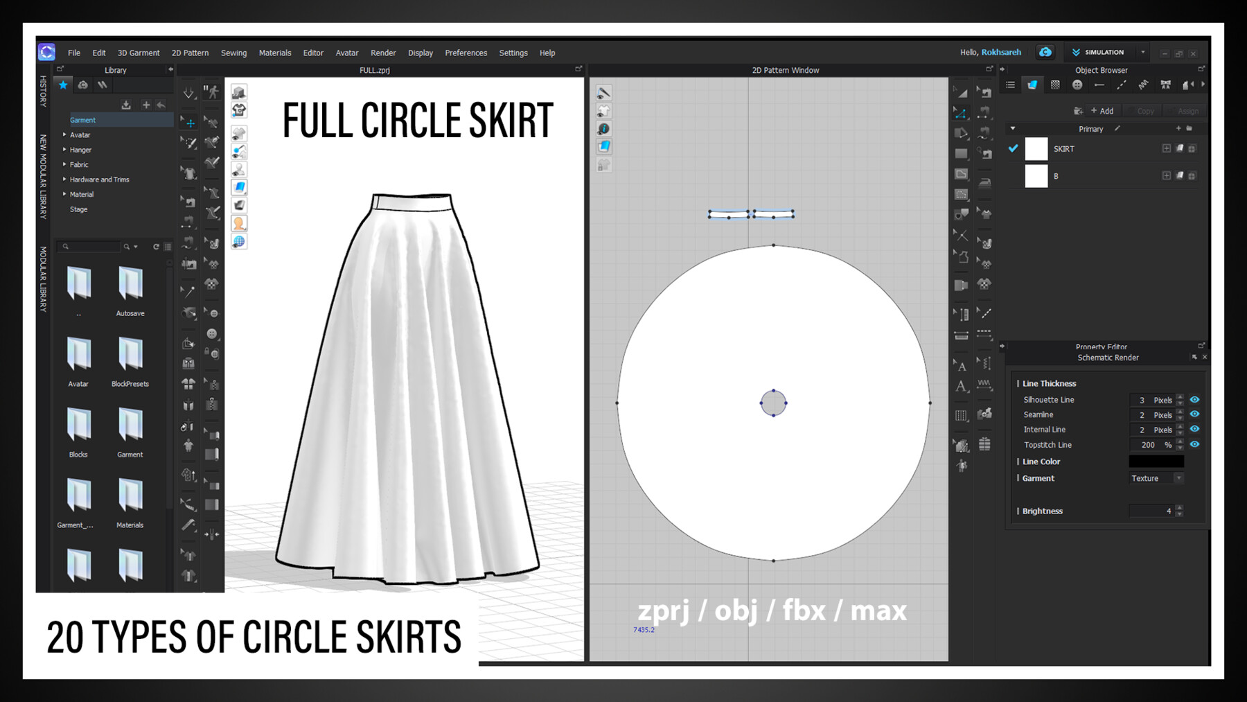 Circle skirt outlet sketch