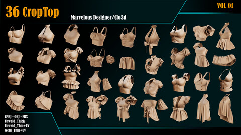 36 CropTop_VOL 01 (Marvelous/CLO +ZPRJ +OBJ+FBX+UV)