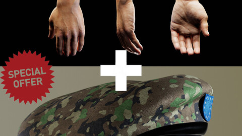 Hand and Green Camo Beret assets