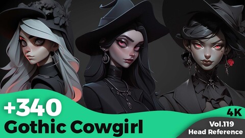 +340 Stylized Gothic Cowgirl Head Reference(4k)