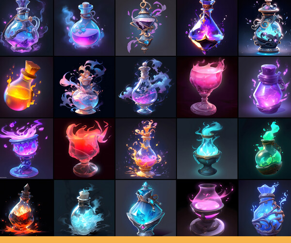 ArtStation - 202 Stylized Potion Glass VOL109 | Artworks