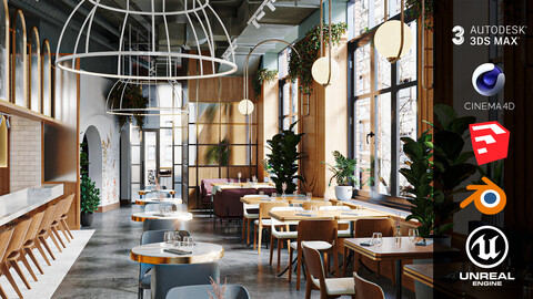 European Restaurant 01 [Unreal Engine - Blender - Cinema4D - Sketchup- 3DsMax - FBX - OBJ]