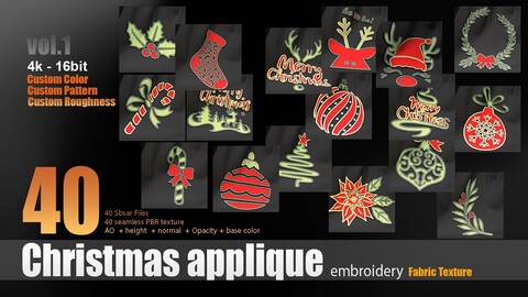 40 Christmas applique embroidery fabric materials