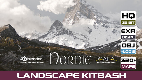 24 NORDIC MOUNTAINS | HQ landscape kitbash + Blend mastermaterial