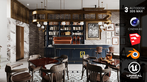 European Restaurant 04 [Unreal Engine - Blender - Cinema4D - Sketchup- 3DsMax - FBX - OBJ]